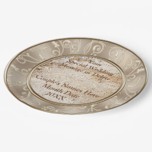 Personalisierte schöne rustikale Hochzeitspapier-T Pappteller