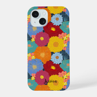 Personalisierte, schöne und lebendige Wildblume iPhone 15 Hülle