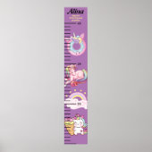 Personalisierte schöne unicorn Girls Growth Chart Poster (Vorne)