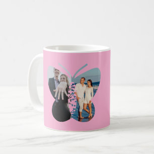 Personalisierte schöne Zwei-Foto-Schmetterling-Cus Kaffeetasse