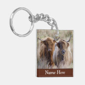 Personalisierte schottische Kühe Schlüsselanhänger (Vorderseite links)