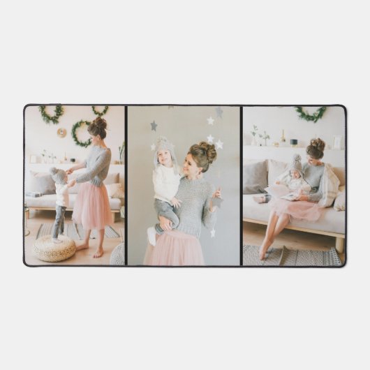 Personalisierte Schreibtischmatte mit drei Fotos (Vorderseite)