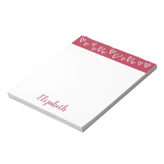 Personalisierte Schreibwaren aus Rot und Weiß Notizblock (Rotiert)