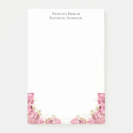 Personalisierte Schreibwaren mit rosa Rosen und fl Post-it Klebezettel