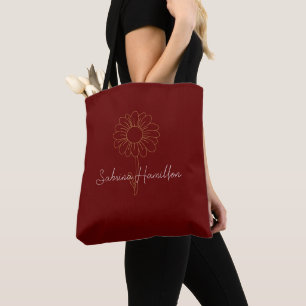 Personalisierte Schrift Artig Gänseblümchen Burgun Tasche