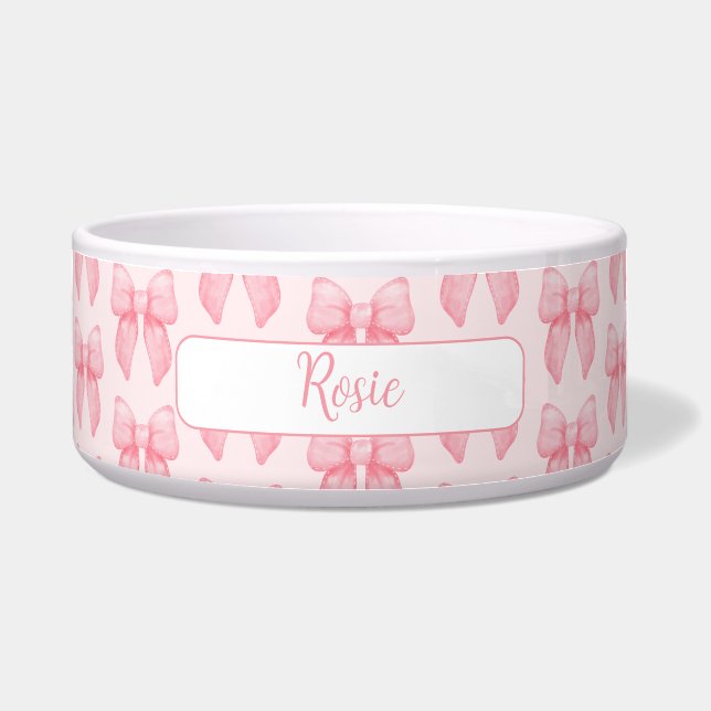Personalisierte Schrift Rosa Schleife Napf (Vorderseite)