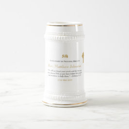 personalisierte Schrift zum 5. Jahrestag Bierglas