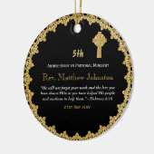 personalisierte Schrift zum 5. Jahrestag Keramik Ornament (Links)