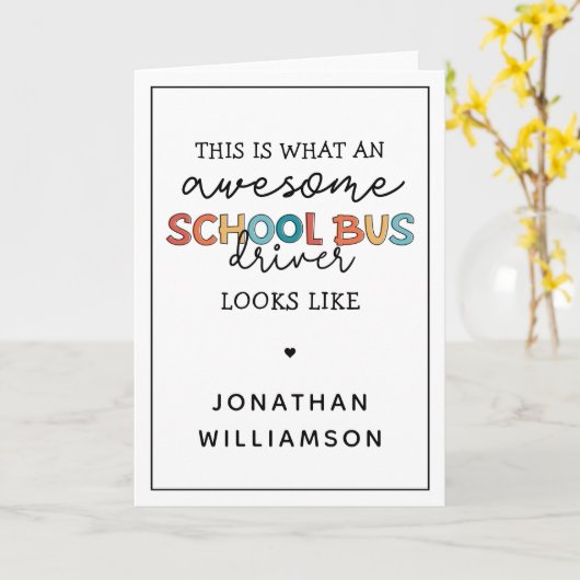 Personalisierte Schulbusfahrerbewertung Funny Karte (Gelbe Blume)