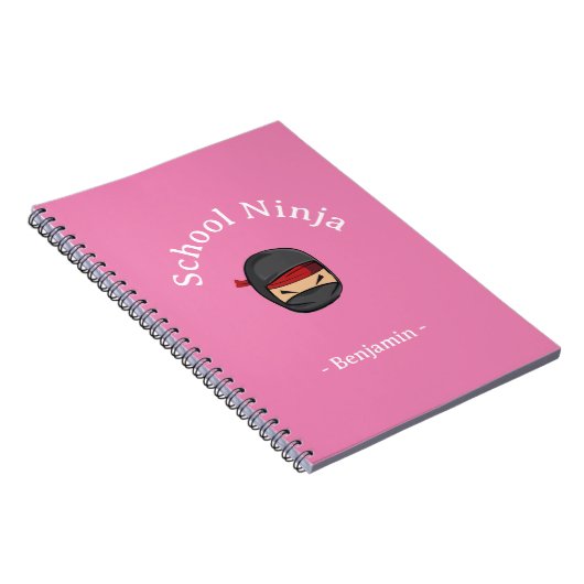 Personalisierte Schule Ninja Kind Notebook Pink Co Notizblock (Rechte Seite)