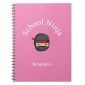 Personalisierte Schule Ninja Kind Notebook Pink Co Notizblock (Vorderseite)