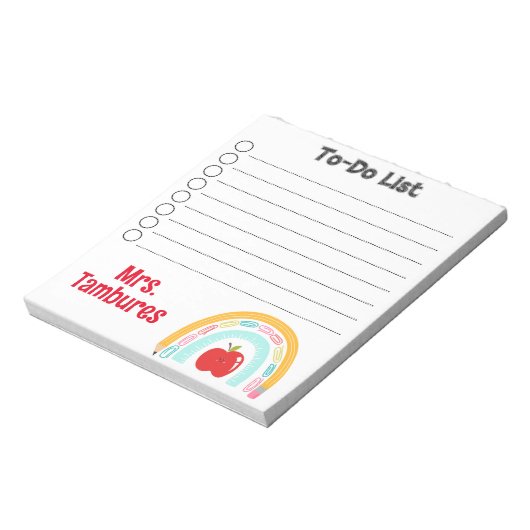 Personalisierte Schulversorgung Regenbogenlehrer z Notizblock (Rotiert)