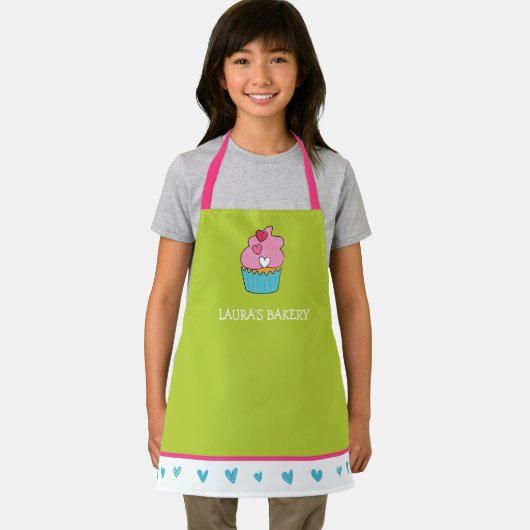 Personalisierte Schürze der Kinder mit einem Cupca (Insitu)