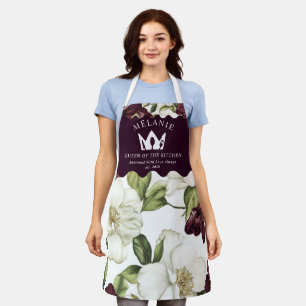 Personalisierte Schürze des Burgunder Blumenmuster
