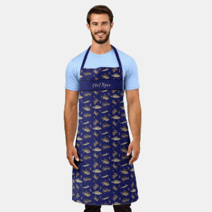 Personalisierte Schürze für Fischer mit Fisch, Mee