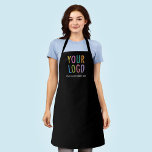 Personalisierte Schürze für Unternehmen in Schwarz<br><div class="desc">Personalisieren Sie diese überdruckte Schürze mit Ihrem Firmenlogo oder einem eigenen Firmenlogo oder einem eigenen Bild und einem eigenen Text. Der Text kann ein Name, ein Business-Tagline, eine Website-Adresse, ein Social-Media-Handle oder ein anderer personalisierter Text sein, um sich auszudrücken. Erhältlich in Schwarz und anderen Farben (alle Farben sind anpassbar). Erhältlich...</div>