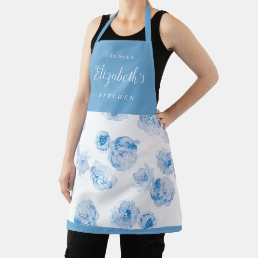 personalisierte Schürze mit blauer Wasserfarbe (InSitu)