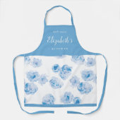 personalisierte Schürze mit blauer Wasserfarbe (Vorderseite)