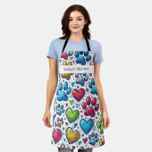 Personalisierte Schürze mit farbenfrohen Paw Print (Getragen)