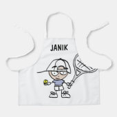 Personalisierte Schürze mit niedlichem Tennis-Cart (Vorderseite)