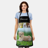 Personalisierte Schürze mit weißem 4-Foto-Skriptna (Getragen)