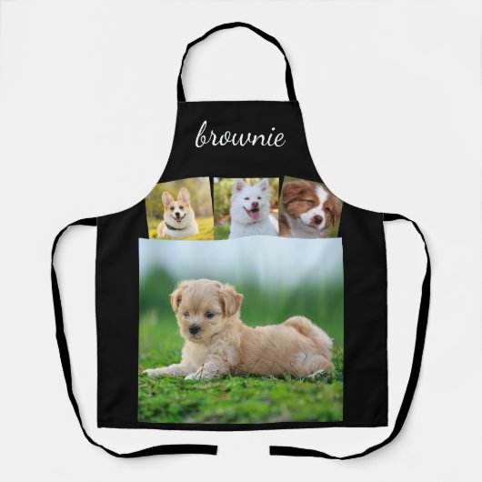 Personalisierte Schürze mit weißem 4-Foto-Skriptna (Vorderseite)