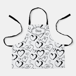 Personalisierte Schürze Schwarz/Weiß