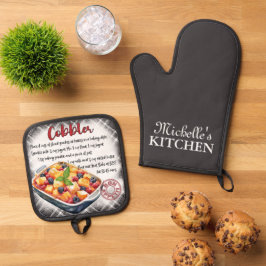 Personalisierte Schuster Backrezeptur Ofenhandschuh & Topflappen-Set