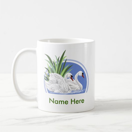 Personalisierte Schwan-Tassen Kaffeetasse (Links)
