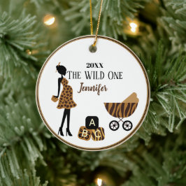 Personalisierte schwangere Mama Dschungel Keramik Ornament