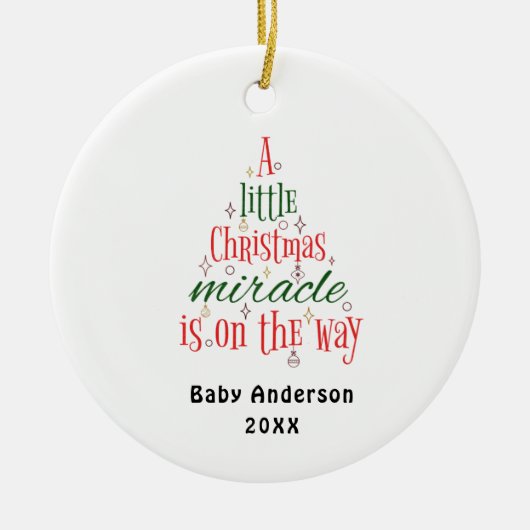Personalisierte Schwangerschaftsankündigung Wunder Keramik Ornament (Vorne)