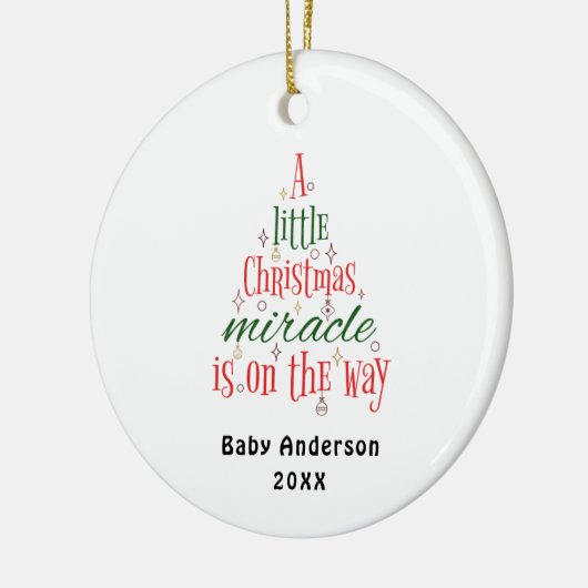 Personalisierte Schwangerschaftsankündigung Wunder Keramik Ornament (Links)