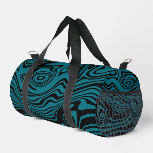 Personalisierte Schwarz-Blau-Wave-Farben Duffle Bag (Rechte Ecke)