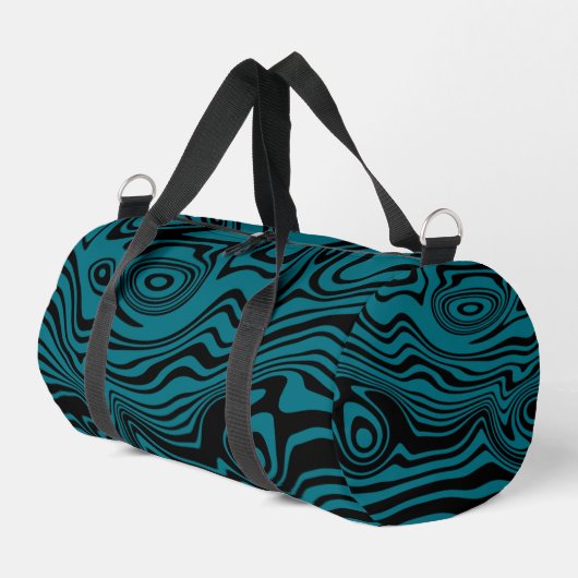Personalisierte Schwarz-Blau-Wave-Farben Duffle Bag (Linke Seite)