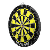 Personalisierte Schwarz-Gelb-Bicolor-Farbtafel Dartscheibe (Vorderseite rechts)