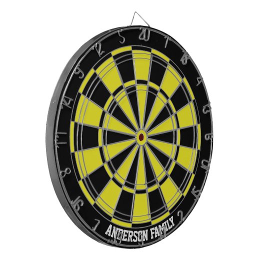 Personalisierte Schwarz-Gelb-Bicolor-Farbtafel Dartscheibe (Vorderseite Links)