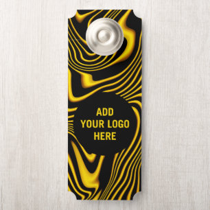 Personalisierte Schwarz-Gelb-Gold-Wirbel Textur Türanhänger