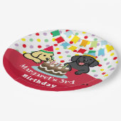Personalisierte Schwarz-Gelb-Labore Geburtstag Pappteller (Schrägansicht)