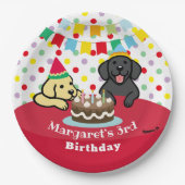 Personalisierte Schwarz-Gelb-Labore Geburtstag Pappteller (Vorderseite)