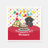 Personalisierte Schwarz-Gelb-Labore Geburtstag Serviette (Vorderseite)