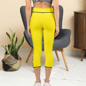 Personalisierte schwarz-gelbe Fun-Comic Katze Capri Leggings