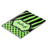 Personalisierte schwarz gestrippte Polka-Punkte Notizblock (Linke Seite)