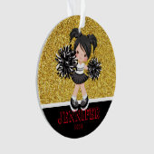Personalisierte Schwarz & Gold-Cheerleader-Ornamen Ornament (Vorderseite)