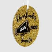 Personalisierte Schwarz & Gold-Cheerleader-Ornamen Ornament (Vorderseite)