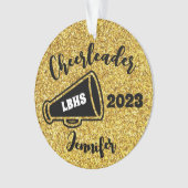 Personalisierte Schwarz & Gold-Cheerleader-Ornamen Ornament (Vorderseite)
