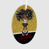 Personalisierte Schwarz & Gold-Cheerleader-Ornamen Ornament (Vorderseite)