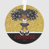 Personalisierte Schwarz & Gold-Cheerleader-Ornamen Ornament (Rückseite)