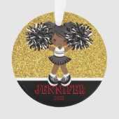 Personalisierte Schwarz & Gold-Cheerleader-Ornamen Ornament (Vorderseite)