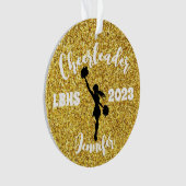 Personalisierte Schwarz & Gold-Cheerleader-Ornamen Ornament (Vorderseite)