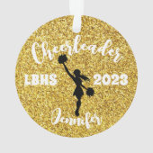 Personalisierte Schwarz & Gold-Cheerleader-Ornamen Ornament (Rückseite)